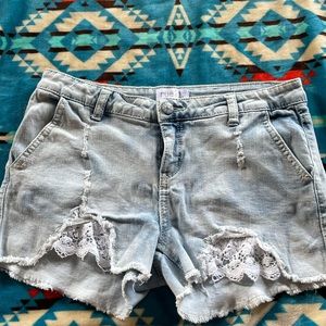 Rue 21 ripped and laced jean shorts